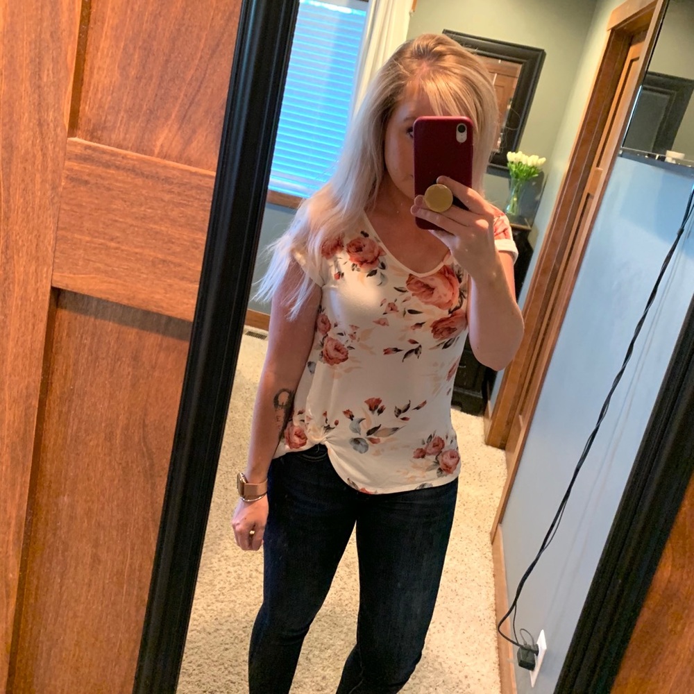 Floral side tie T-shirt